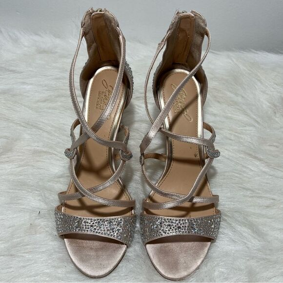 Jewel Badgley Mischka Pink Rhinestone/Crystal Wedge‎ Heel -- 7 - Picture 9 of 13